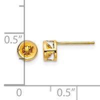 14K 4mm Round Bezel November Citrine Post Earrings view 4