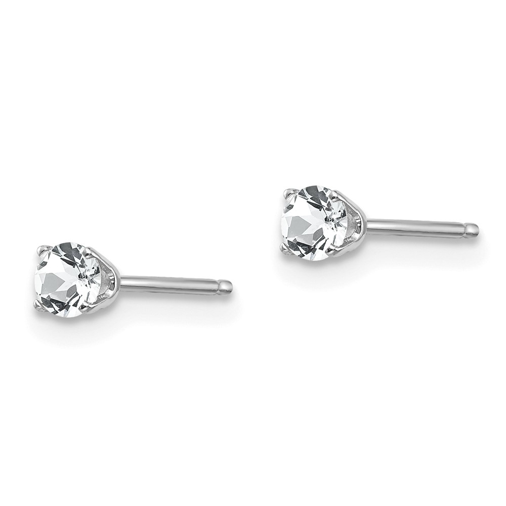 14k White Gold 3mm White Topaz Stud Earrings (XBE112)