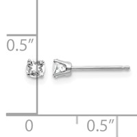 14K White Gold 3mm Round April White Topaz Stud Earrings view 4