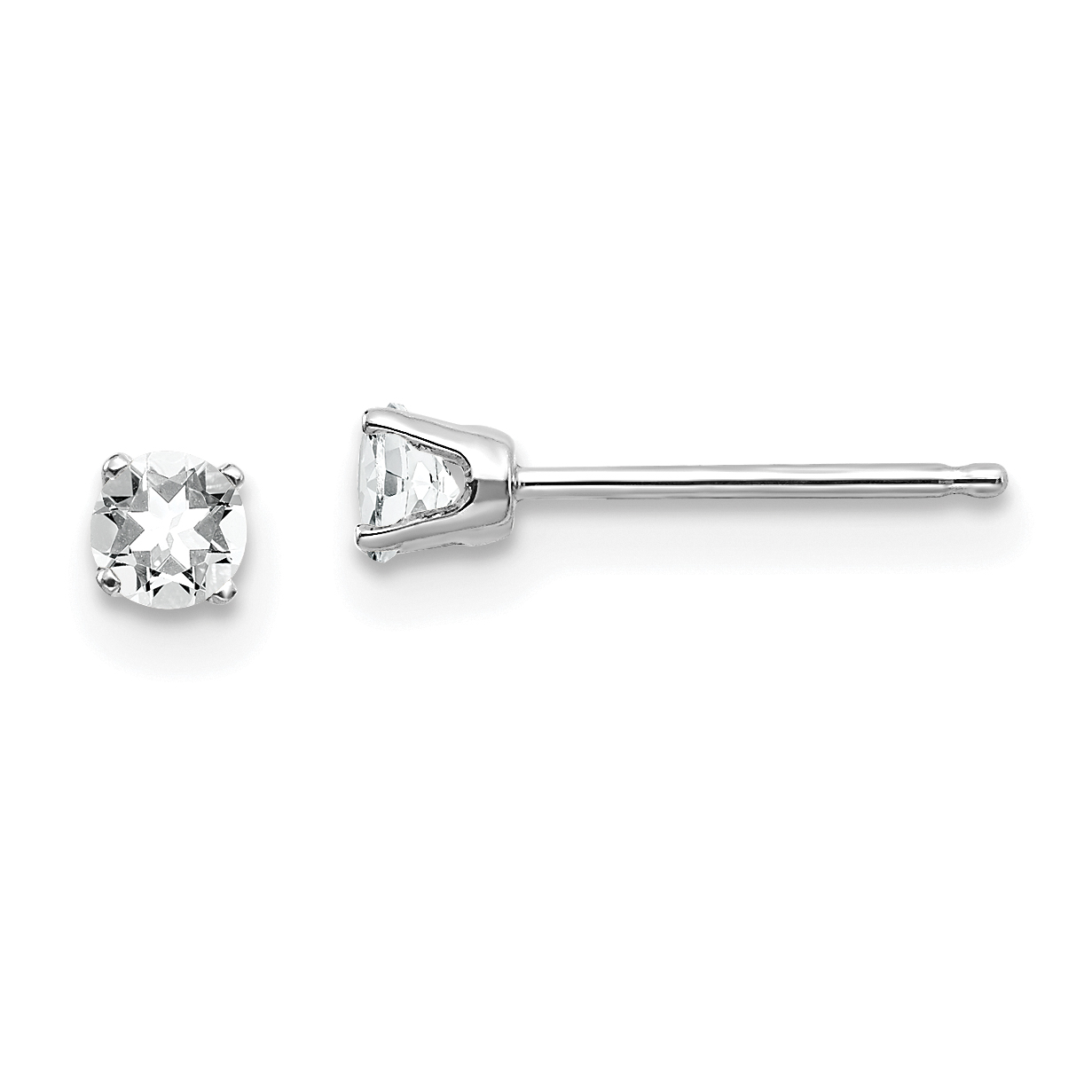 14k White Gold 3mm White Topaz Stud Earrings (XBE112)