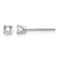 14K White Gold 3mm Round April White Topaz Stud Earrings view 1