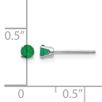 14K White Gold 3mm Round May Emerald Stud Earrings view 4
