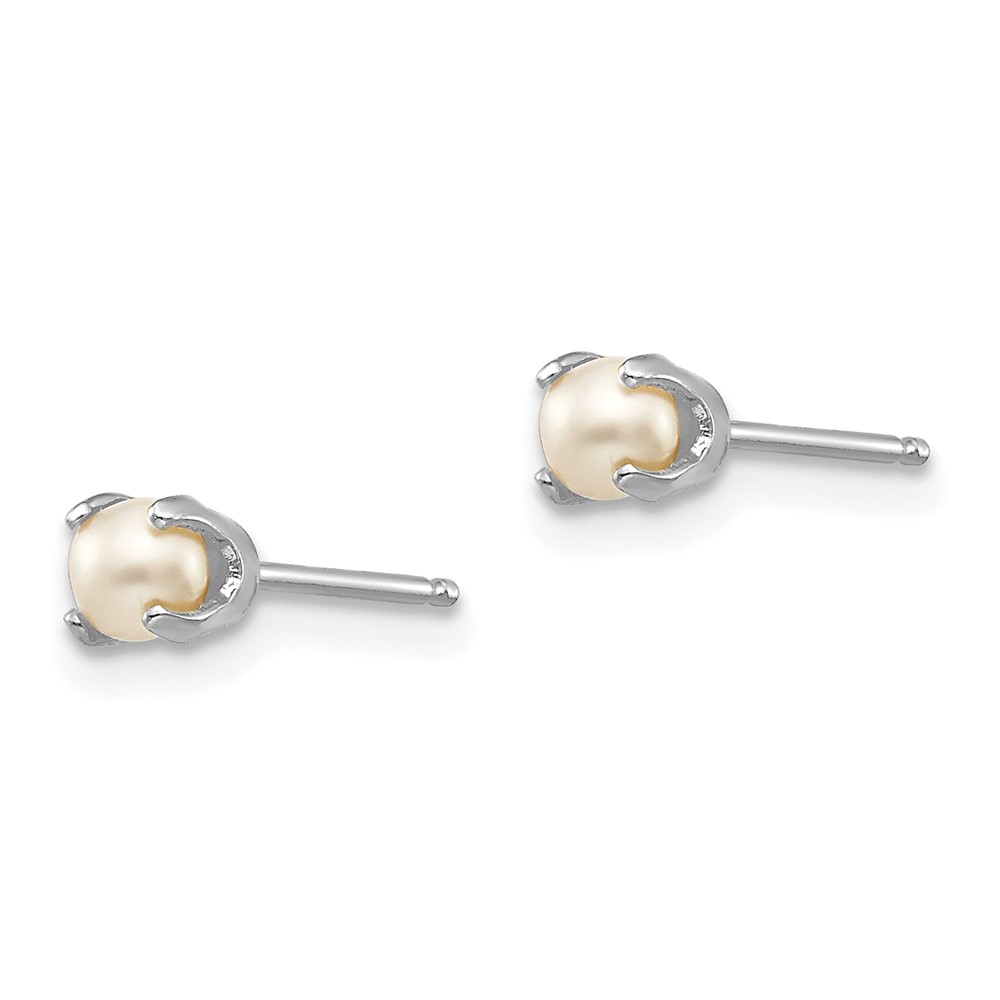 14k White Gold 3.5mm FW Cultured Pearl Stud Earrings (XBE114)