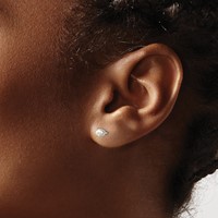 14K White Gold 3.5mm June Freshwater Cultured Pearl Stud Earrings view 3