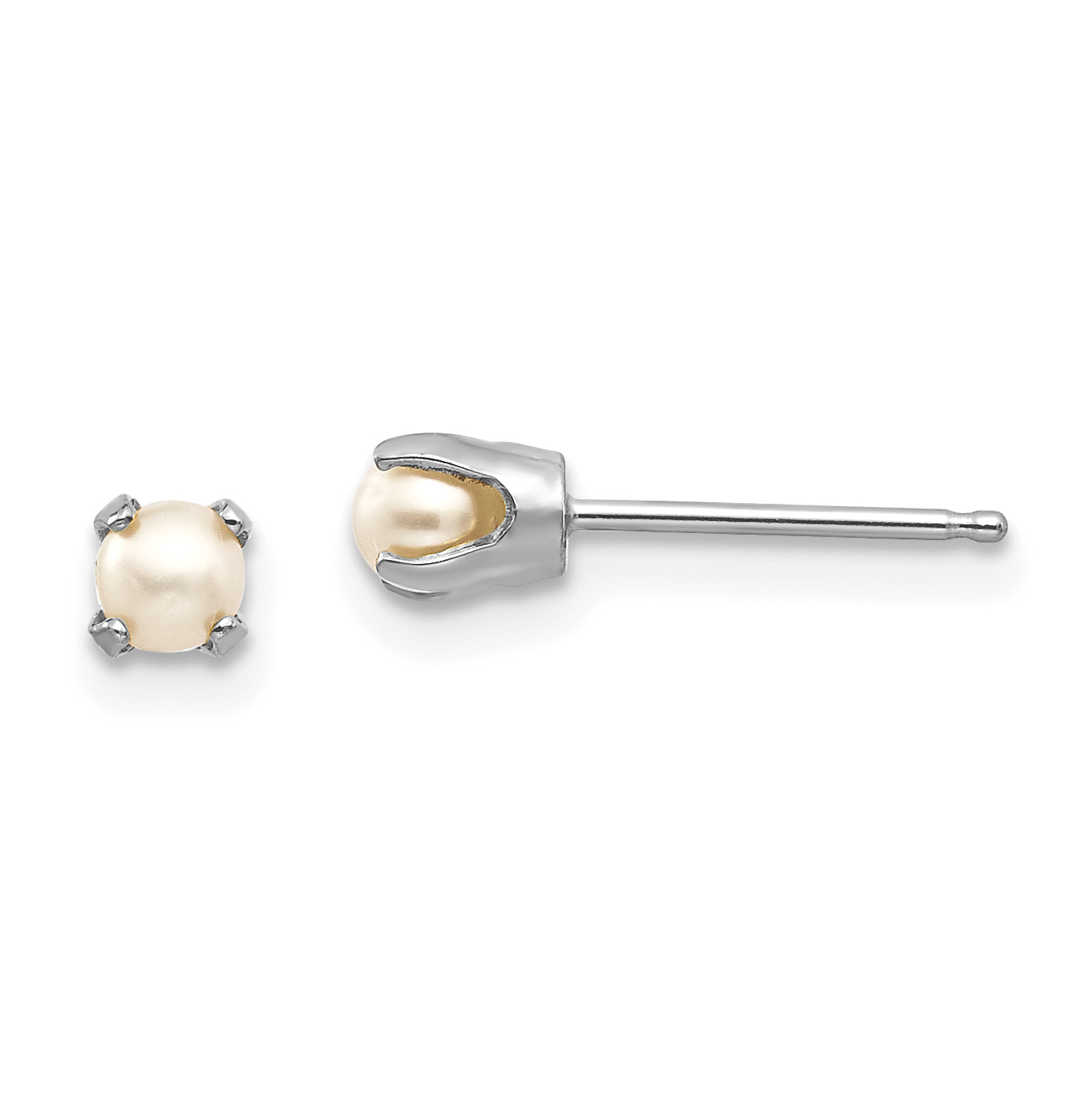 14k White Gold 3.5mm FW Cultured Pearl Stud Earrings (XBE114)