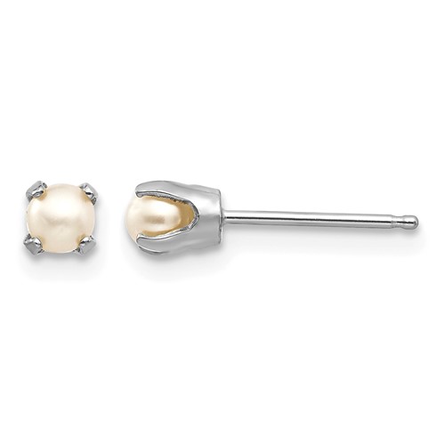 14K White Gold 3.5mm June Freshwater Cultured Pearl Stud Earrings