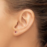 14K White Gold 3mm Round July Ruby Stud Earrings view 3
