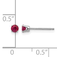 14K White Gold 3mm Round July Ruby Stud Earrings view 4