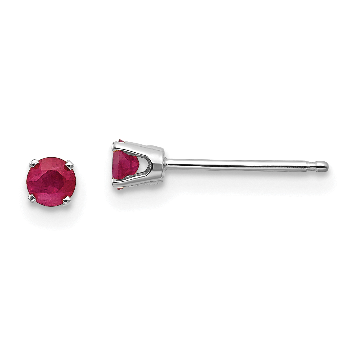 14k White Gold 3mm Ruby Stud Earrings (XBE115)