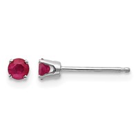 14K White Gold 3mm Round July Ruby Stud Earrings view 1