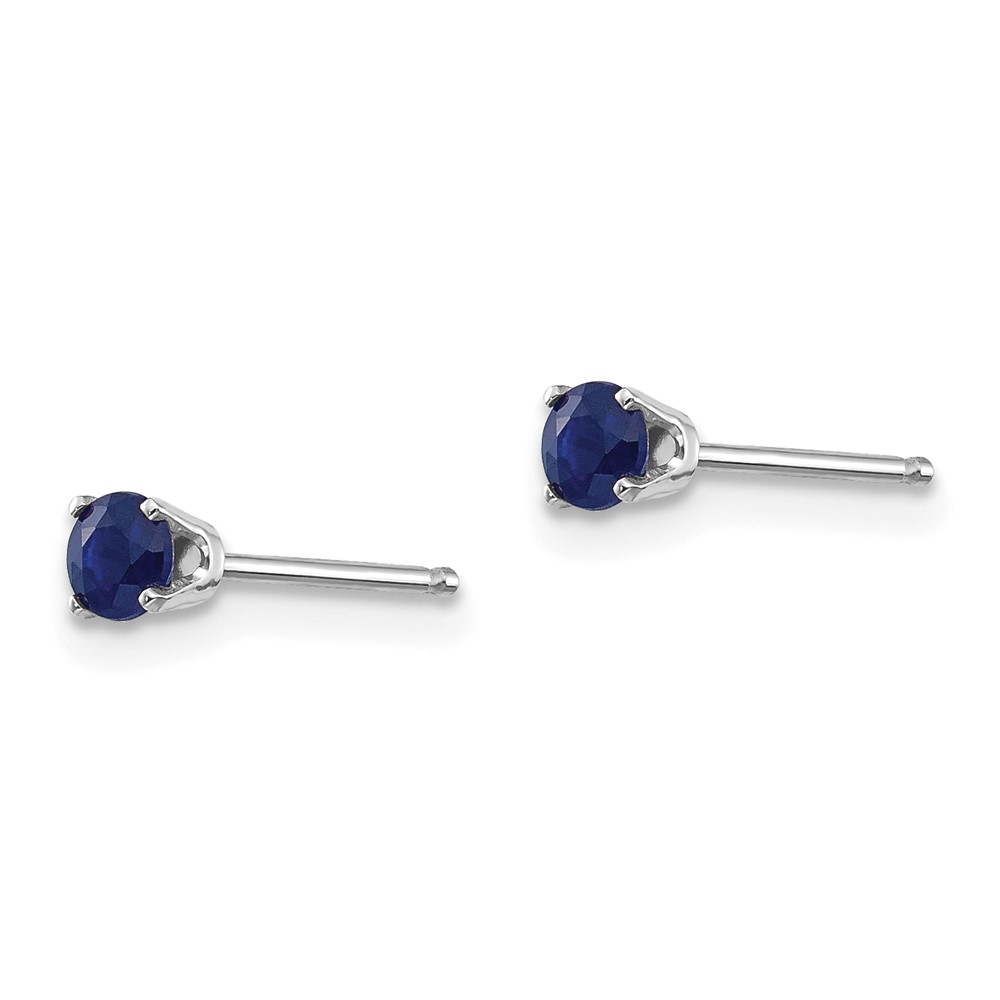 14k White Gold 3mm Sapphire Stud Earrings (XBE117)