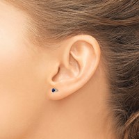 14K White Gold 3mm Round September Sapphire Stud Earrings view 3
