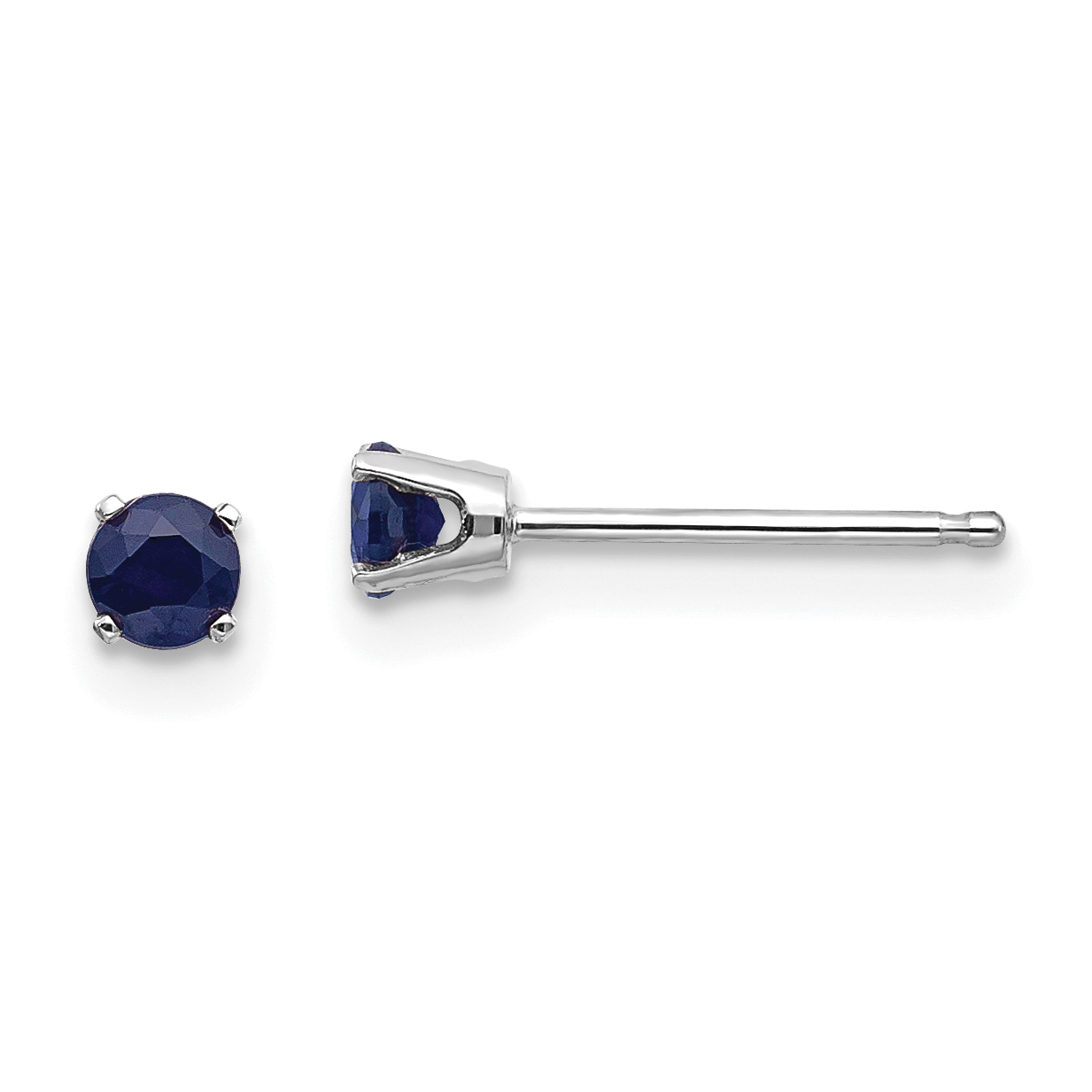 14k White Gold 3mm Sapphire Stud Earrings (XBE117)