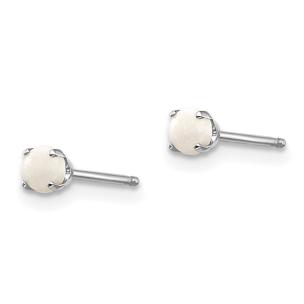 14k White Gold 3mm Opal Stud Earrings (XBE118)