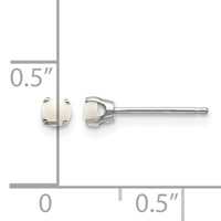 14K White Gold 3mm Round October Opal Stud Earrings view 4