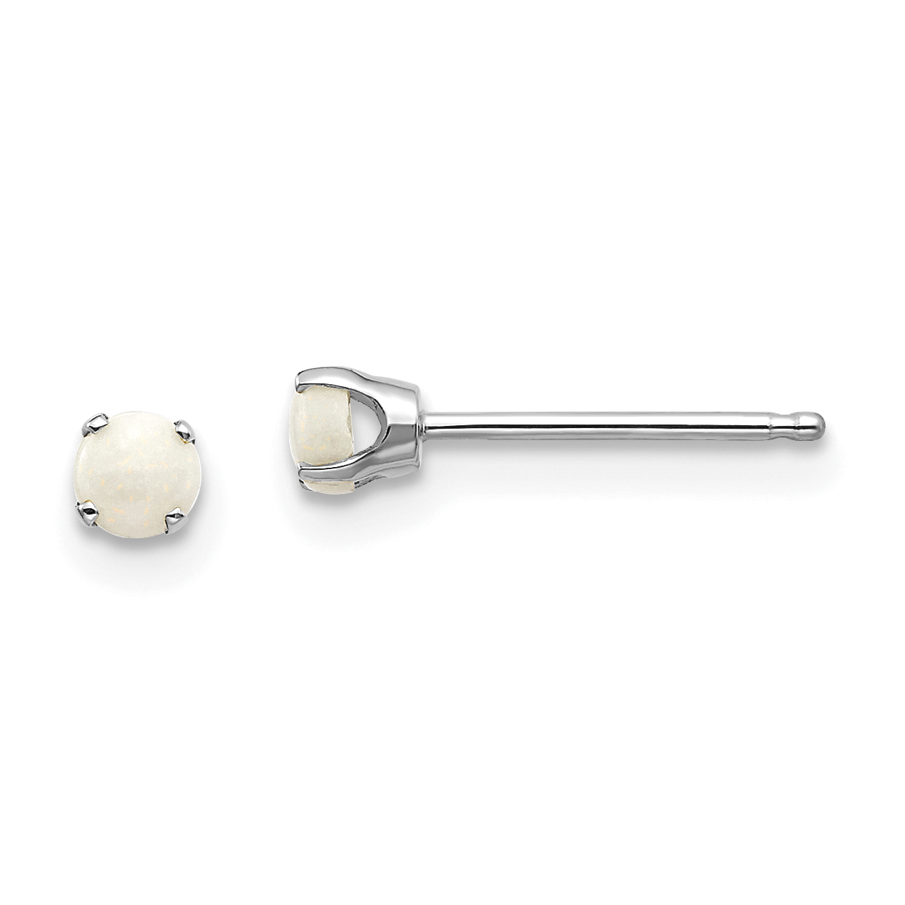 14k White Gold 3mm Opal Stud Earrings (XBE118)