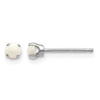 14K White Gold 3mm Round October Opal Stud Earrings view 1