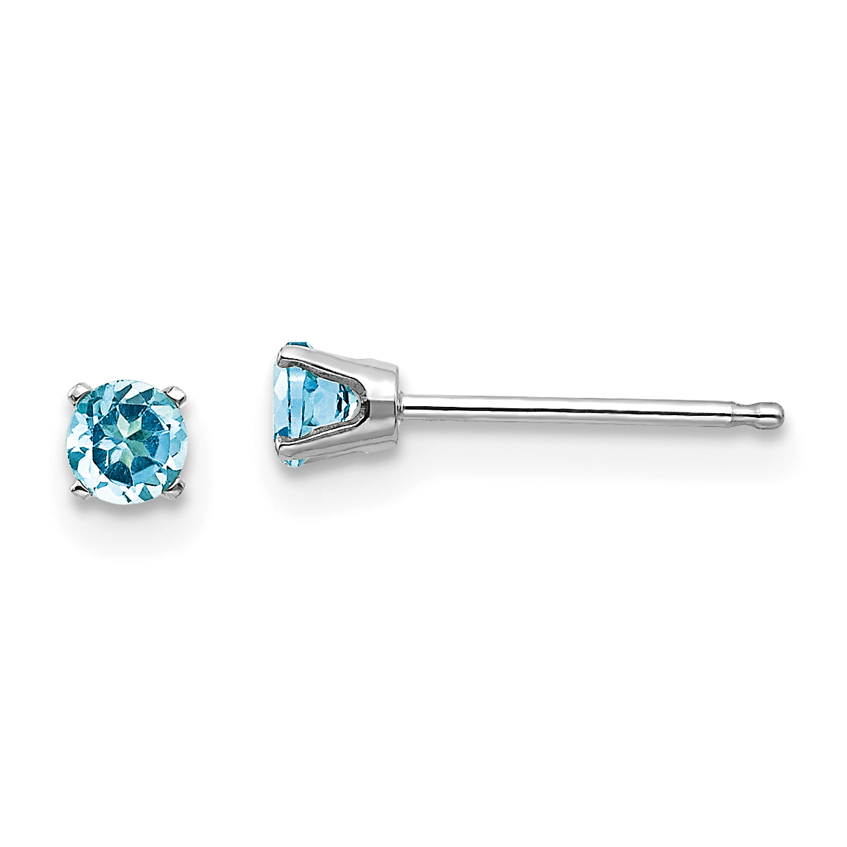 14k White Gold 3mm Blue Topaz Stud Earrings (XBE120)