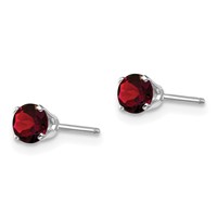 14K White Gold 4mm Round January Garnet Stud Earrings view 2
