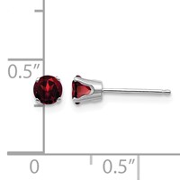 14K White Gold 4mm Round January Garnet Stud Earrings view 4