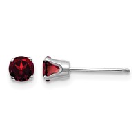14K White Gold 4mm Round January Garnet Stud Earrings view 1