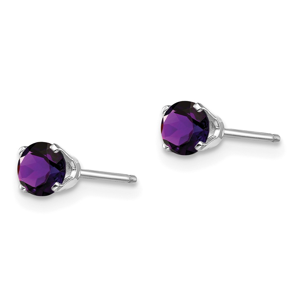 14k White Gold 4mm Amethyst Stud Earrings (XBE122)
