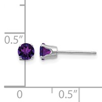 14K White Gold 4mm Round February Amethyst Stud Earrings view 4