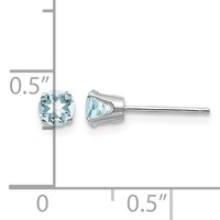 14K White Gold 4mm Round March Aquamarine Stud Earrings view 4