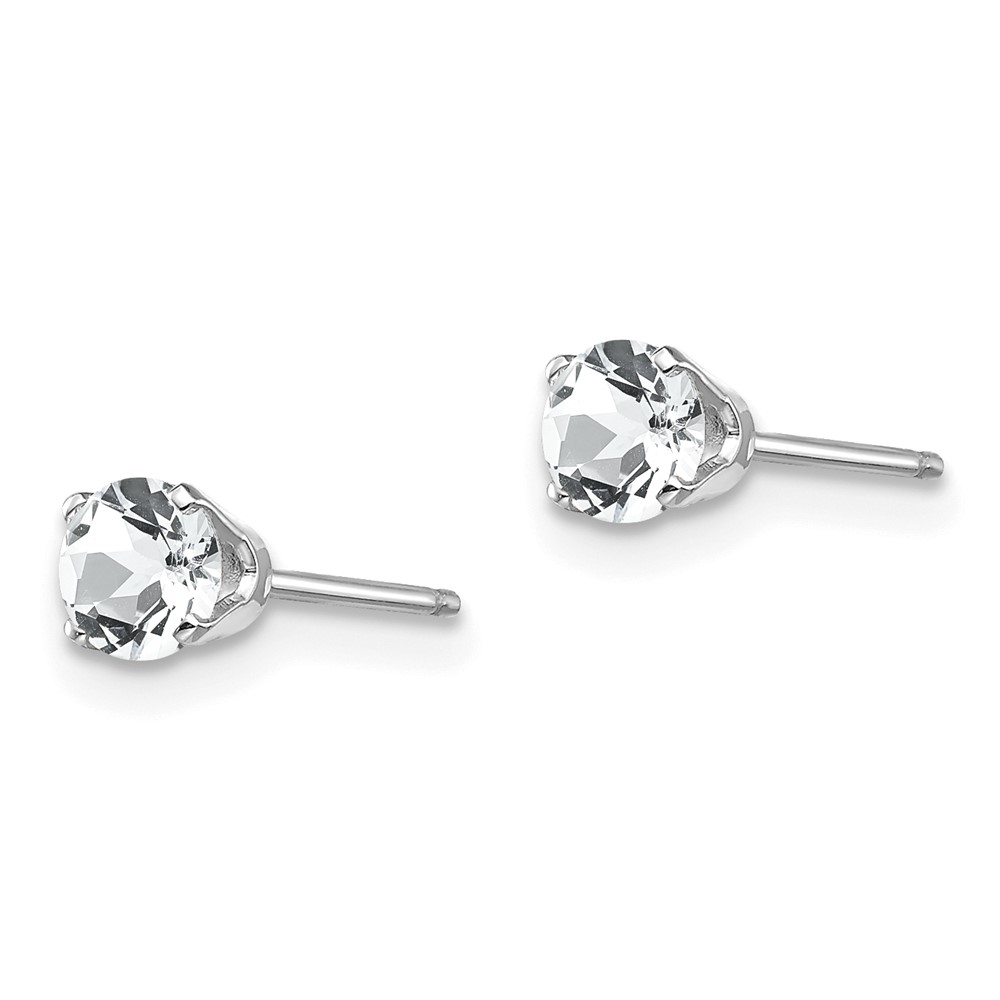 14k White Gold 4mm White Topaz Stud Earrings (XBE124)