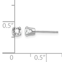 14K White Gold 4mm Round April White Topaz Stud Earrings view 4