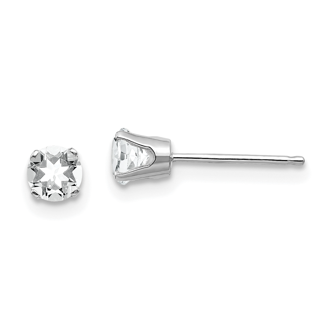 14k White Gold 4mm White Topaz Stud Earrings (XBE124)