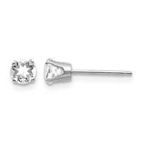 14K White Gold 4mm Round April White Topaz Stud Earrings view 1