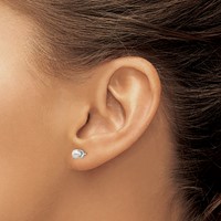 14K White Gold 4mm Round June Freshwater Cultured Pearl Stud Earrings view 3
