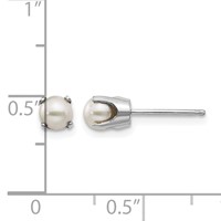 14K White Gold 4mm Round June Freshwater Cultured Pearl Stud Earrings view 4