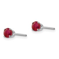 14K White Gold 4mm Round July Ruby Stud Earrings view 2