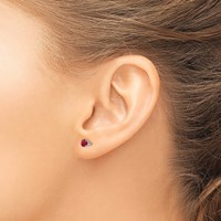 14K White Gold 4mm Round July Ruby Stud Earrings view 3