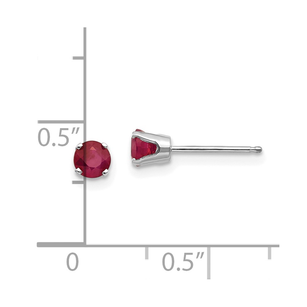 14k White Gold 4mm Ruby Stud Earrings (XBE127)