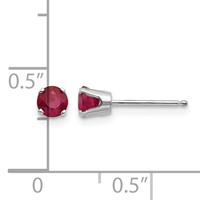 14K White Gold 4mm Round July Ruby Stud Earrings view 4