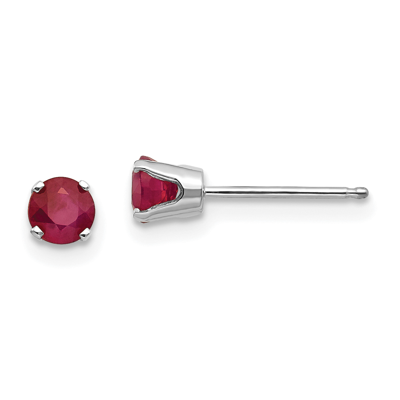 14k White Gold 4mm Ruby Stud Earrings (XBE127)