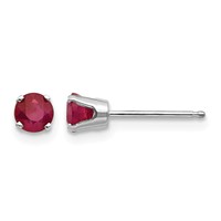 14K White Gold 4mm Round July Ruby Stud Earrings view 1
