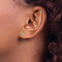 14K White Gold 4mm Round August Peridot Stud Earrings view 3