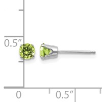 14K White Gold 4mm Round August Peridot Stud Earrings view 4