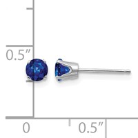 14K White Gold 4mm Round September Sapphire Stud Earrings view 4