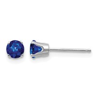 14K White Gold 4mm Round September Sapphire Stud Earrings view 1