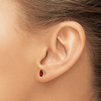 14K Yellow Gold 6x4 Oval January Garnet Post Earrings view 3