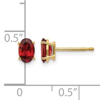 14K Yellow Gold 6x4 Oval January Garnet Post Earrings view 4