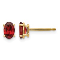 14K Yellow Gold 6x4 Oval January Garnet Post Earrings view 1