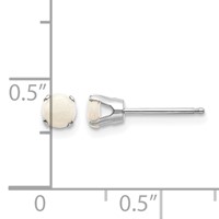 14K White Gold 4mm Round October Opal Stud Earrings view 4