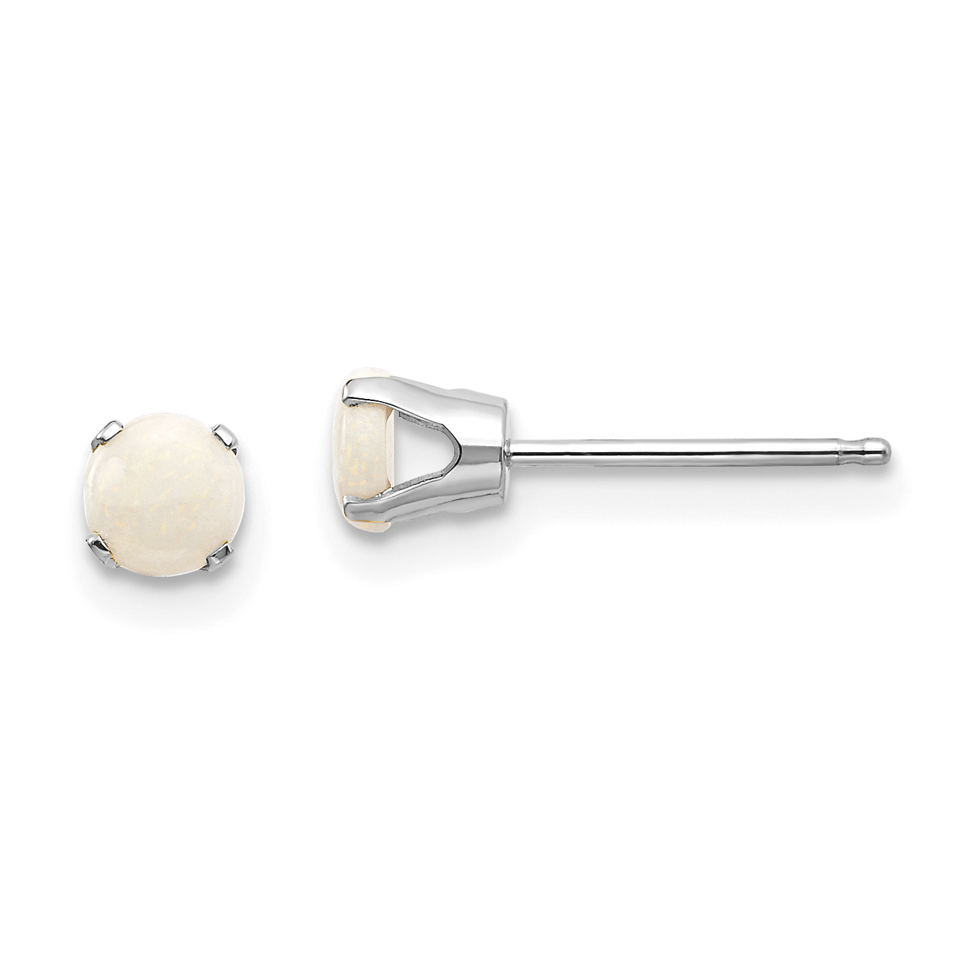 14k White Gold 4mm Opal Stud Earrings (XBE130)