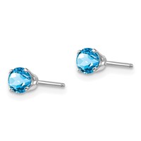 14K White Gold 4mm Round December Blue Topaz Stud Earrings view 2